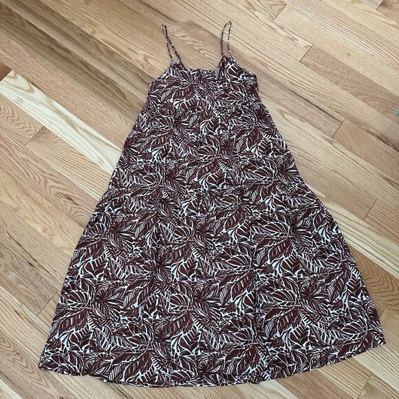 Abercrombie & Fitch Trapeze Midi Dress - Brown Pattern Size Small - Picture 8 of 9